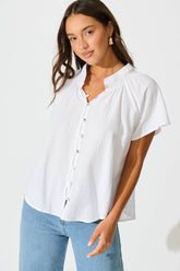 White Cotton Linen Lombard Blouse